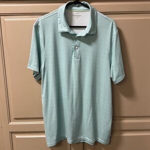 J.Crew Men's Performance Green/Mint Polo Short Sleeve Shirt Golf Print Large-EUC